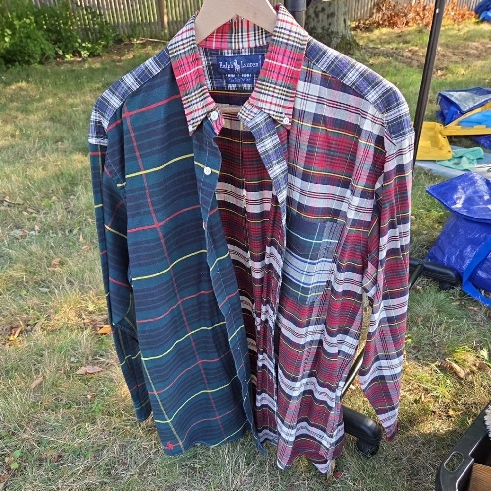 Vintage Ralph Lauren Men's Casual Plaid Shirt - Blue, Red, Green